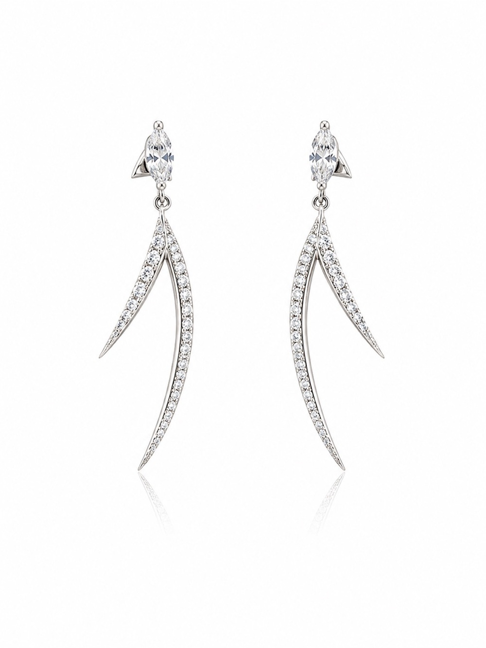 Silver Drop Earrings With Cubic Zirconia